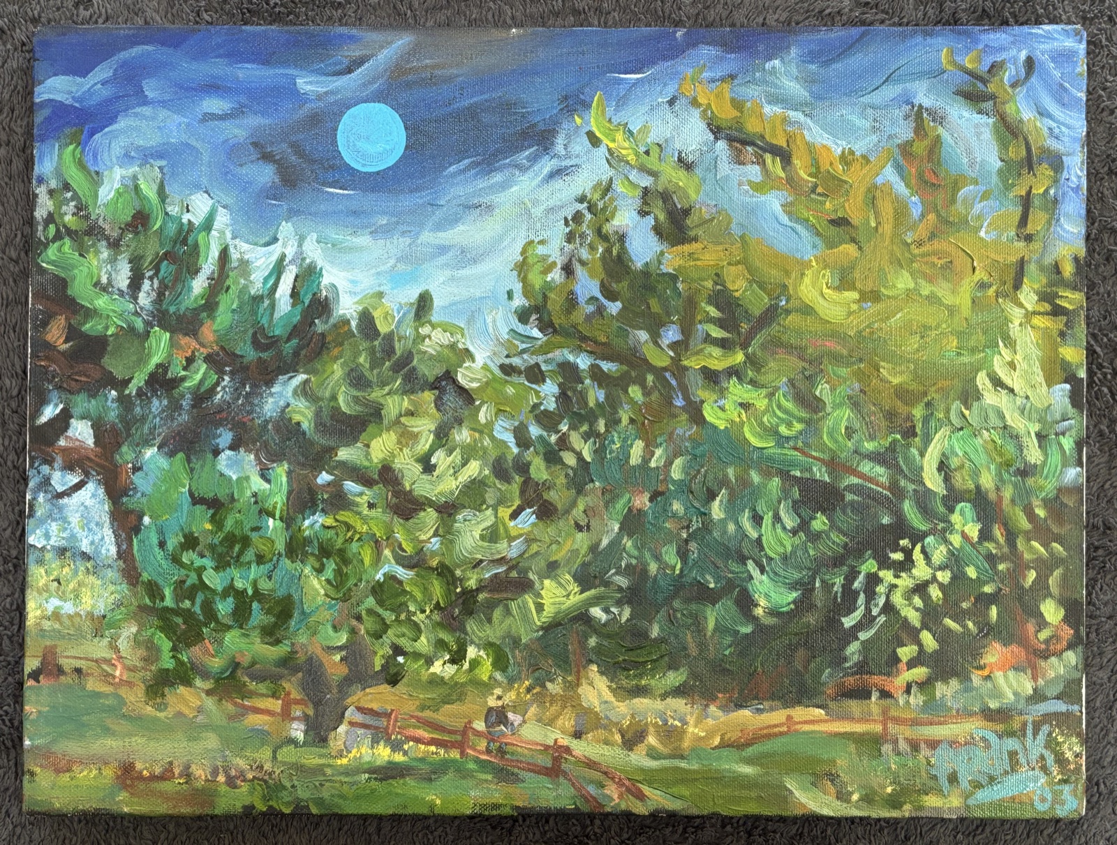 Forest Moon — acrylic on wood
